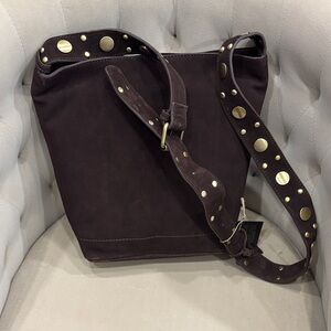 Elegant Studded Dark Brown Shoulder Bag